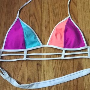 PINK color blocked bikini